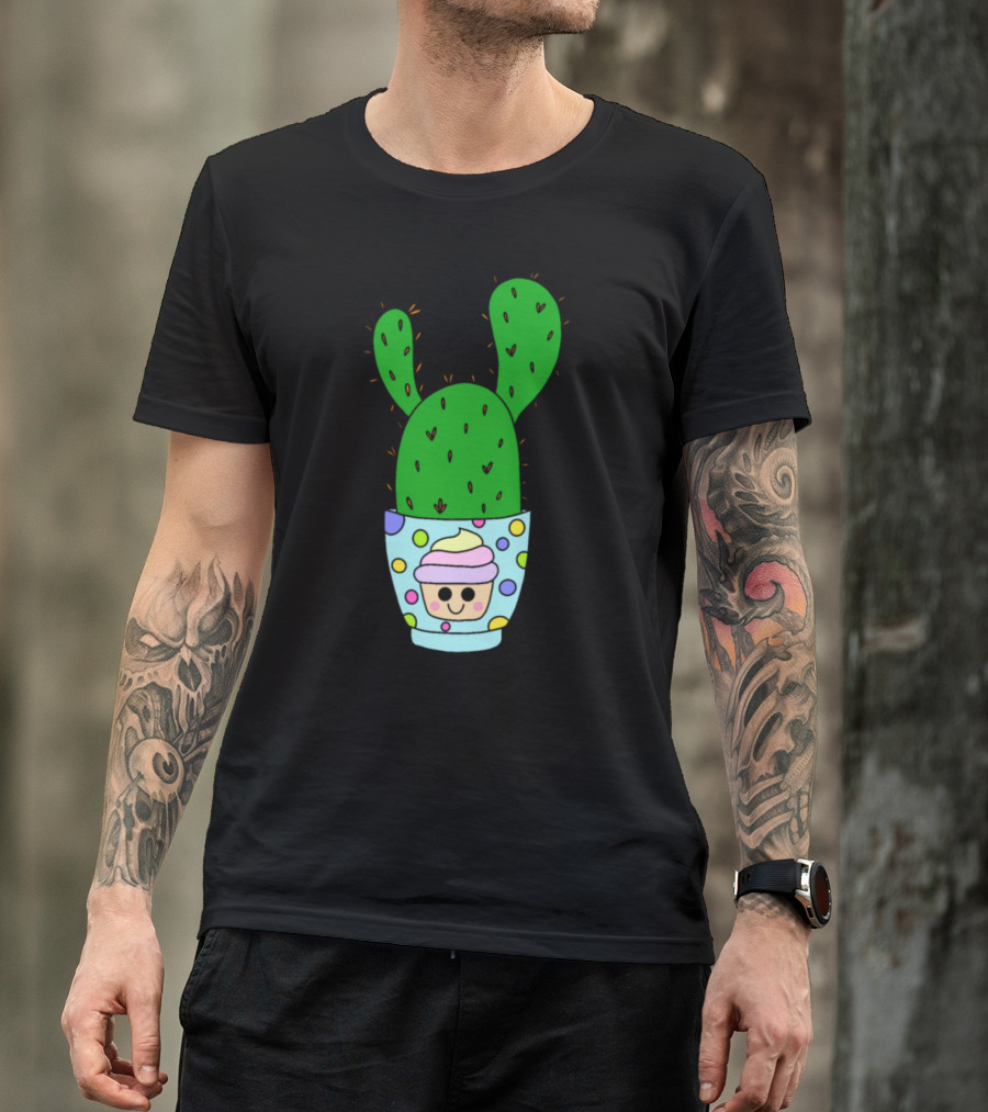 Angel Wings Cactus In Polka Dot Cupcake Pot T-Shirt