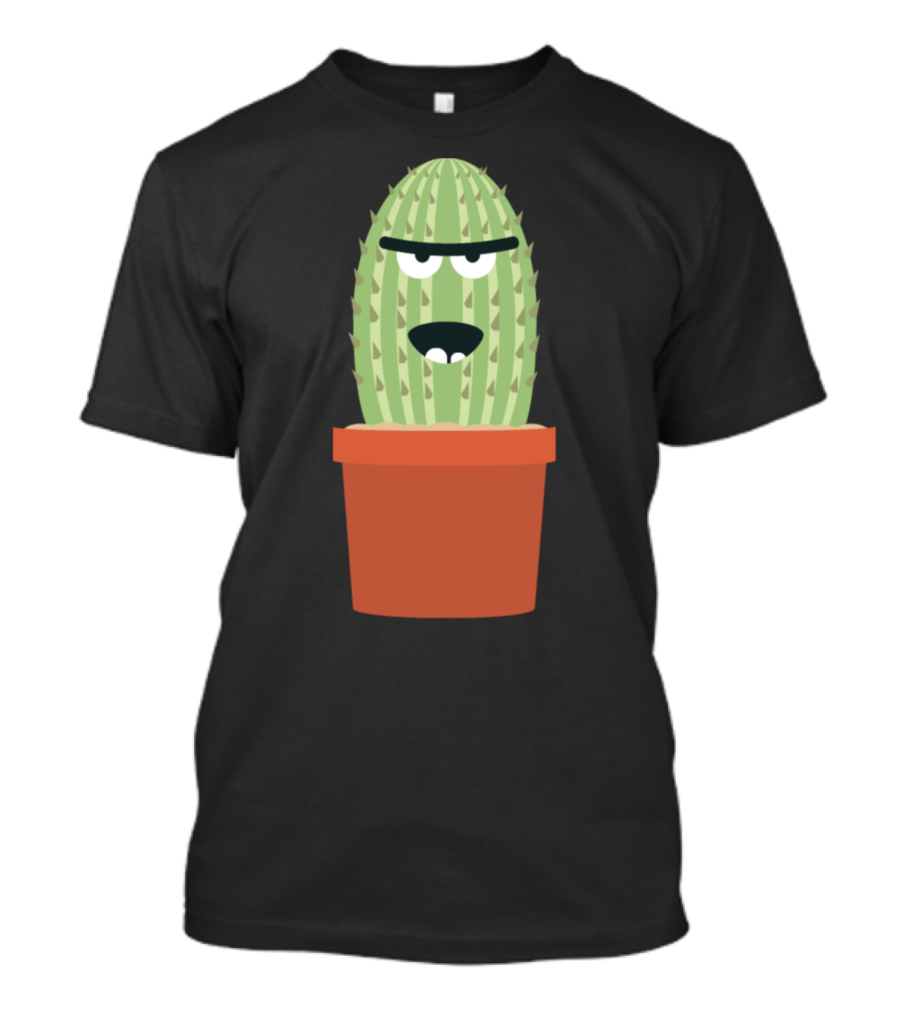 Angry Cactus Cartoon Face In Pot T-Shirt