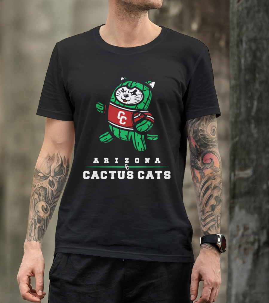 Arizona Cactus Cats CC Mascot In Red Jersey T-Shirt