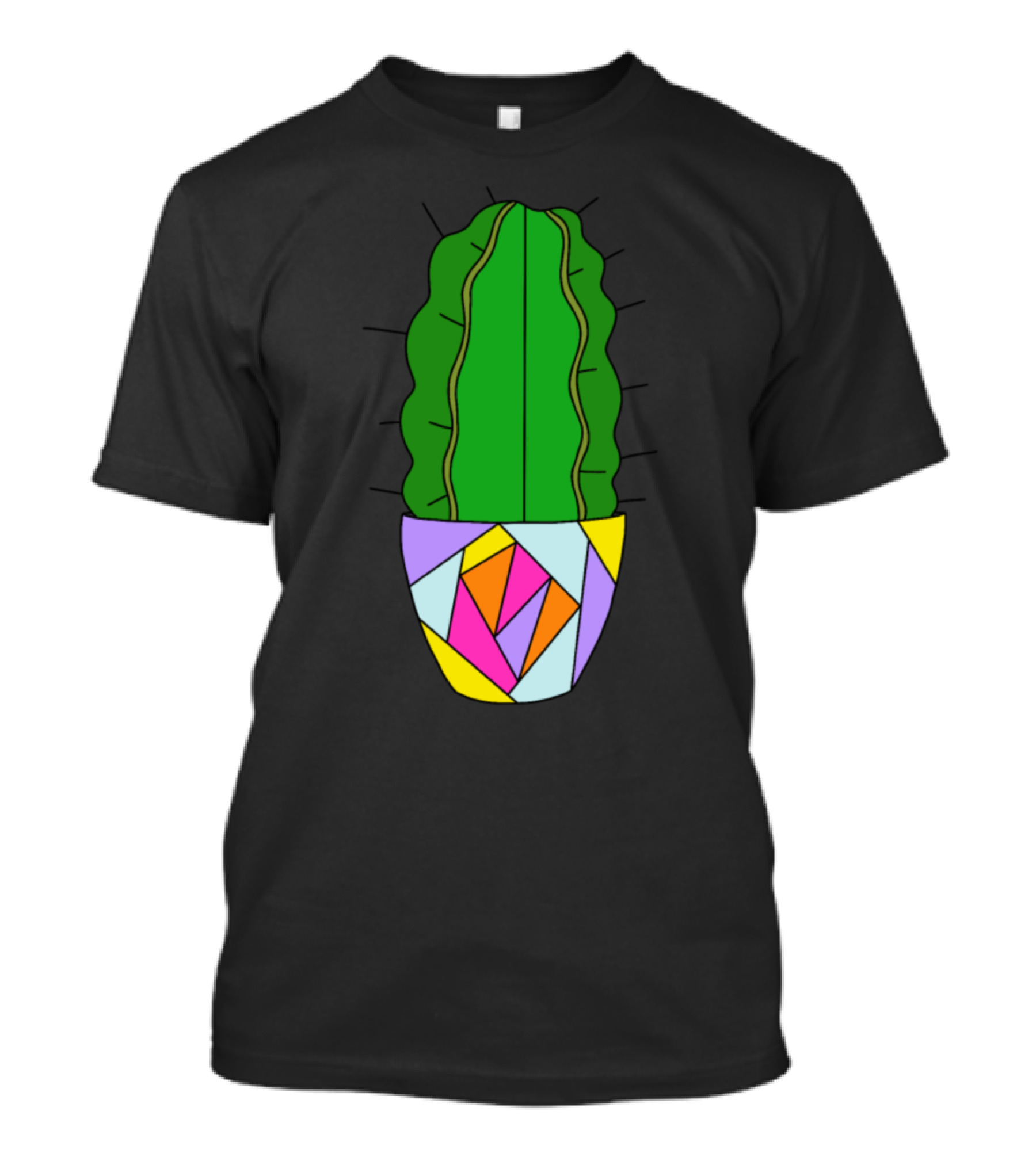 Armatocereus Cactus In Colorful Geometric Pot T-Shirt