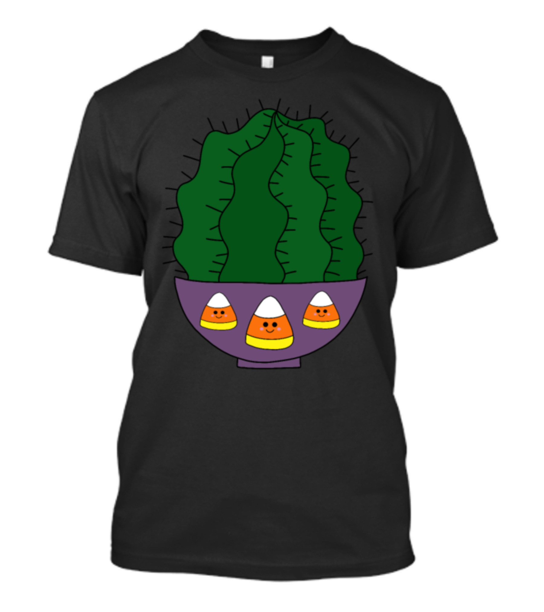 Barrel Cactus In Candy Corn Bowl Pot Halloween T-Shirt