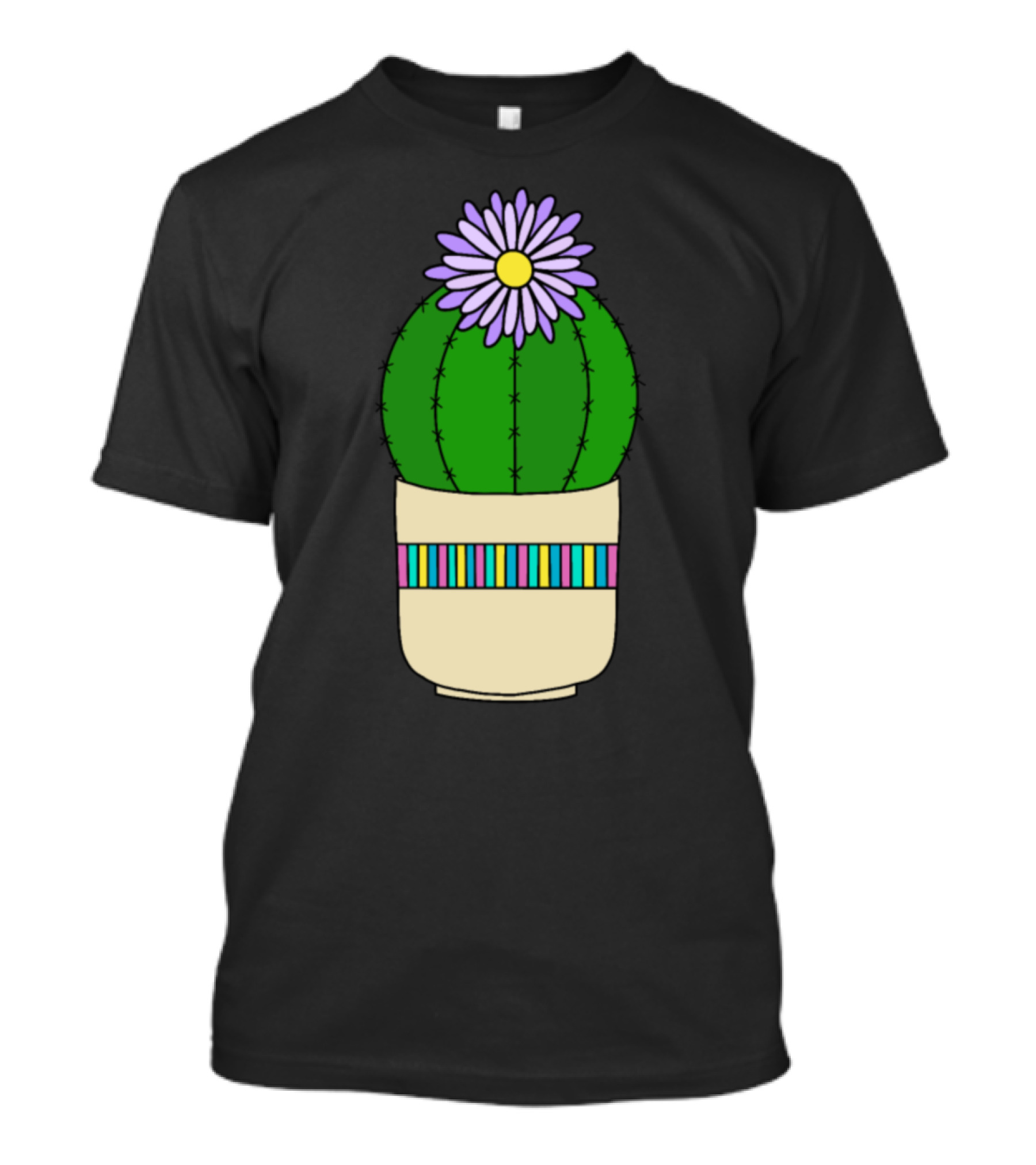 Barrel Cactus With Purple Flower In Decorative Nice Pot T-Shirt