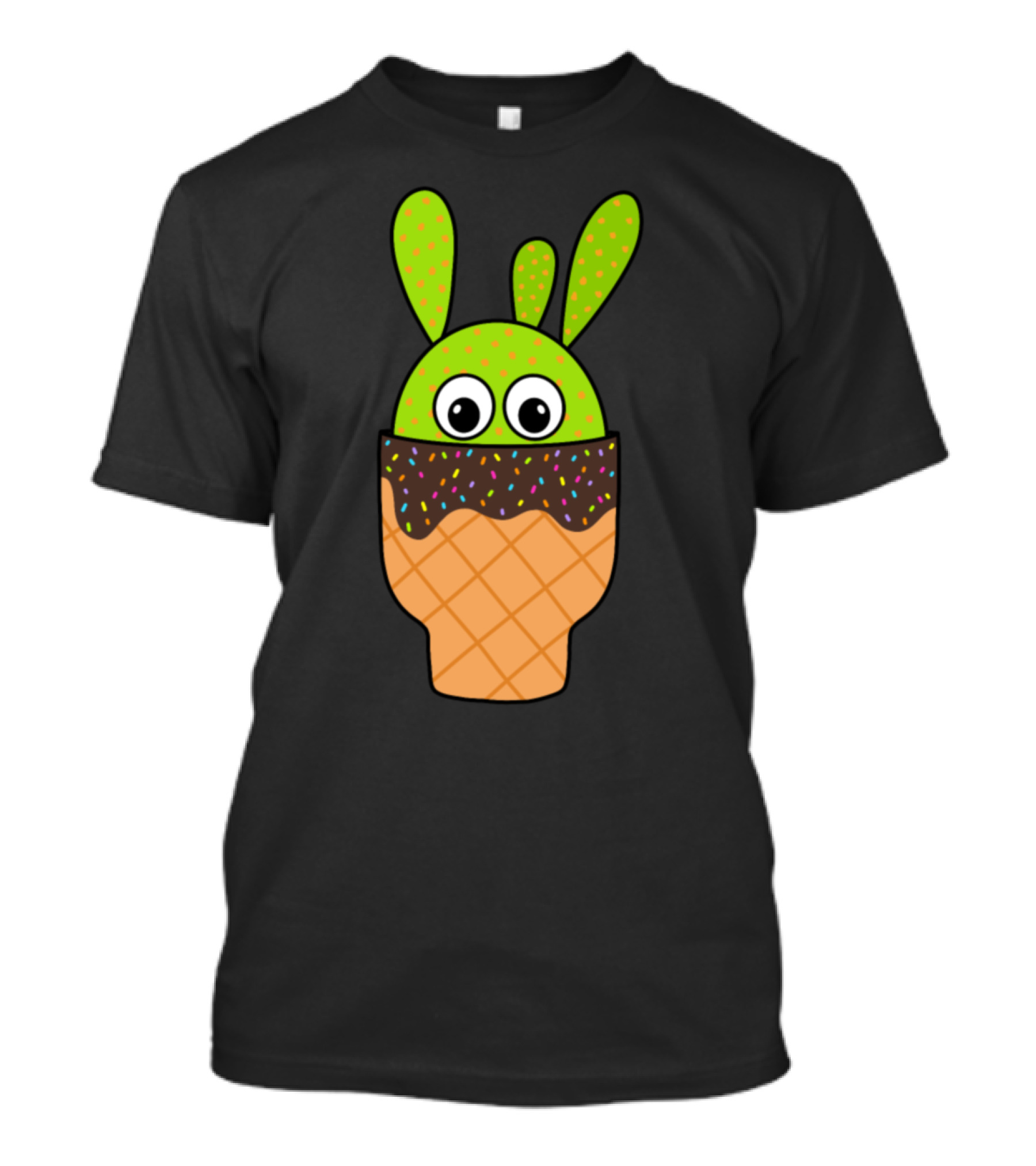 Beavers Tail Cactus Ice Cream Cone Pot With Sprinkles And Big Eyes T-Shirt