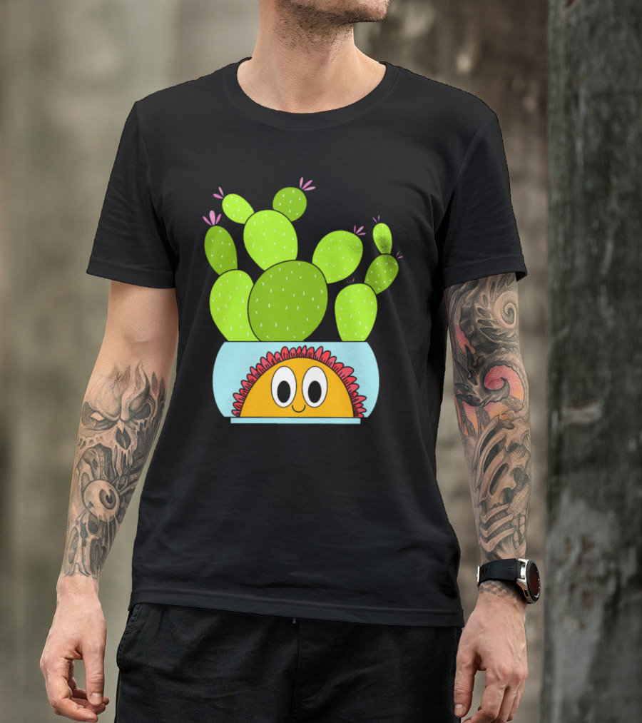 Beavertail Cacti In A Happy Smiling Sunflower Pot T-Shirt