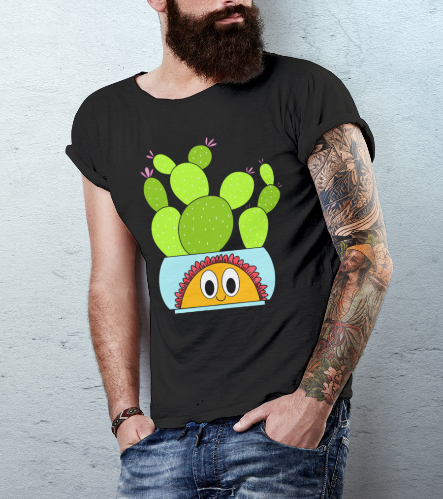 Beavertail Cacti In A Happy Smiling Sunflower Pot T-Shirt