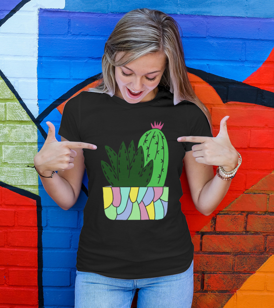 Best Cactus Succulent Friends In Colorful Pot T-Shirt