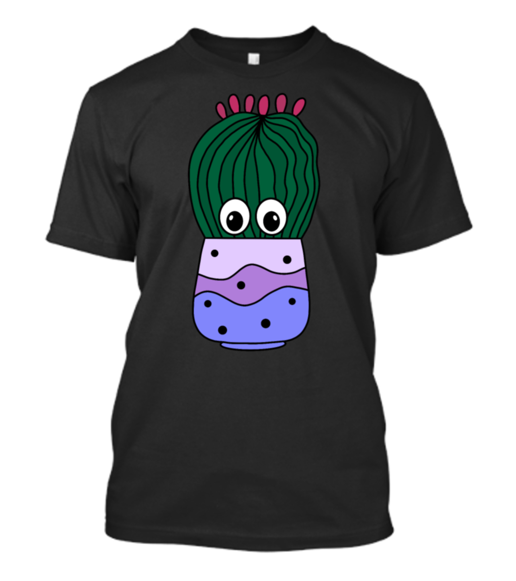 Bulky Cactus With Eyes In Purple Ombre Pot With Pink Accents T-Shirt