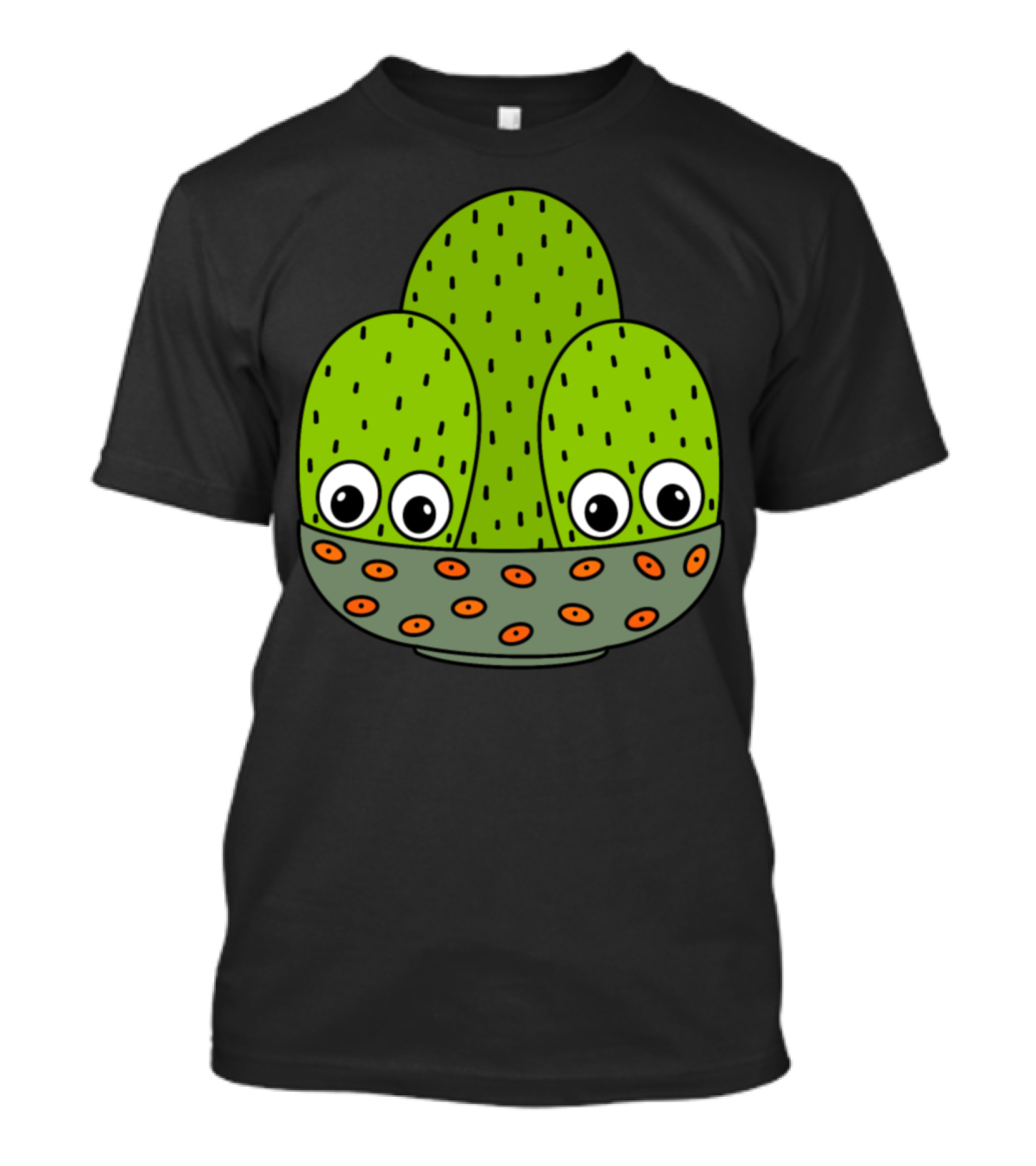 Cacti Bunch In A Bowl Planter Cute Cartoon Eyes T-Shirt