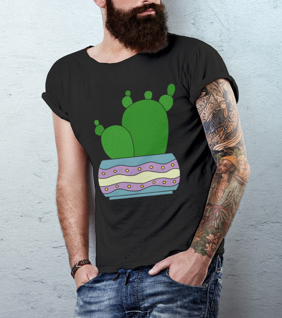 Cacti Bunch In A Colorful Patterned Pot T-Shirt