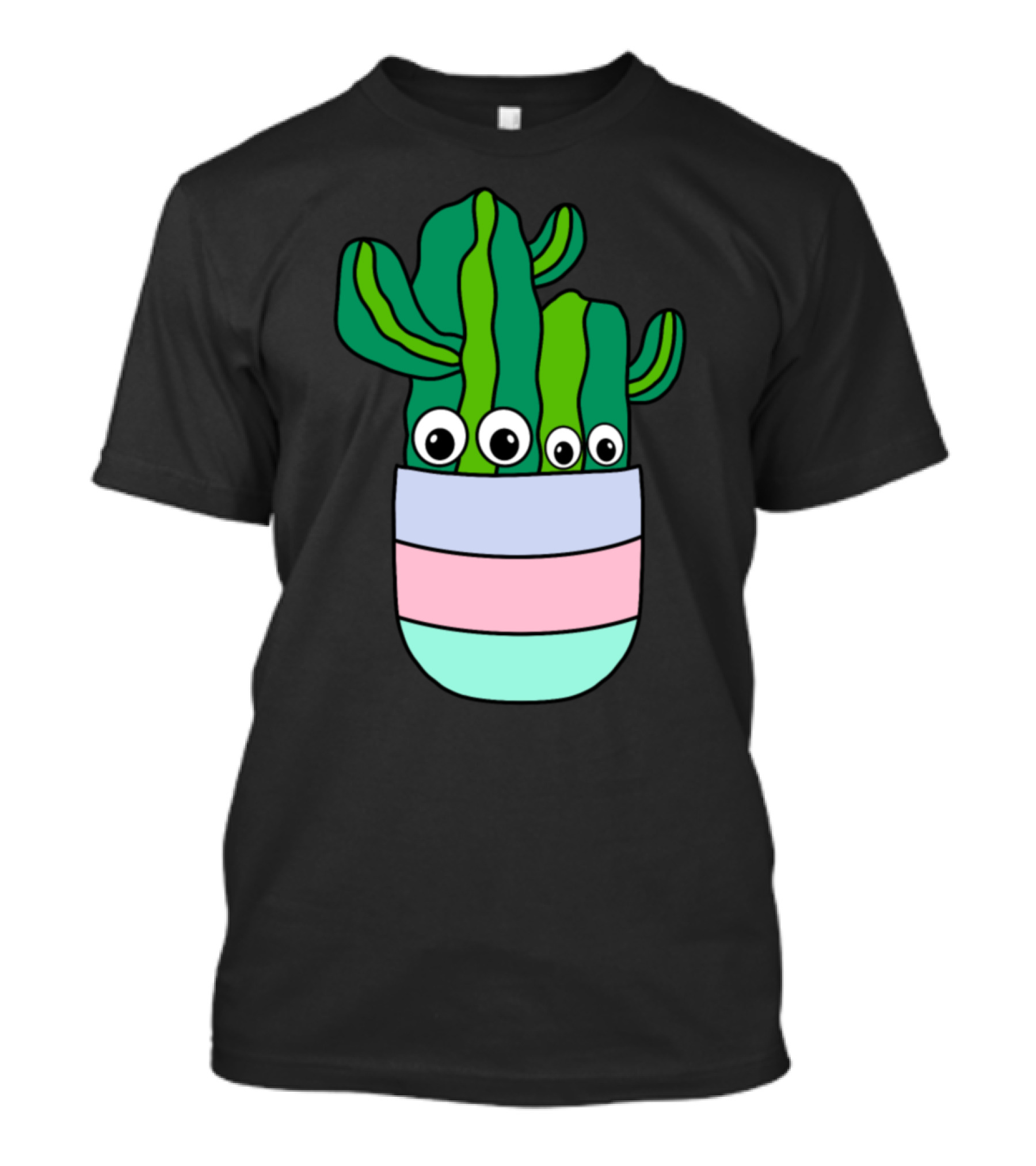 Cacti Bunch With Googly Eyes In Colorful Pot T-Shirt