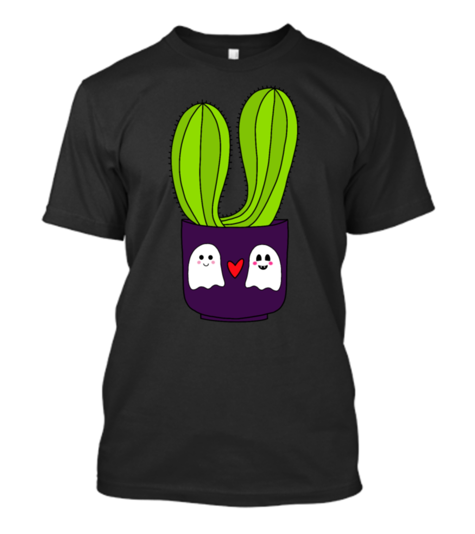 Cacti Couple Ghosts Halloween Pot With Heart T-Shirt