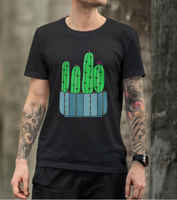 Cacti Cluster With Magenta Blooming Tops T-Shirt