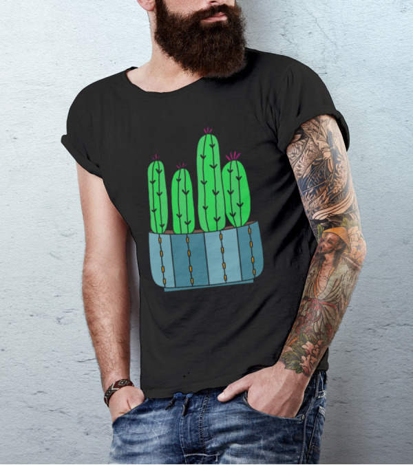 Cacti Cluster With Magenta Blooming Tops T-Shirt