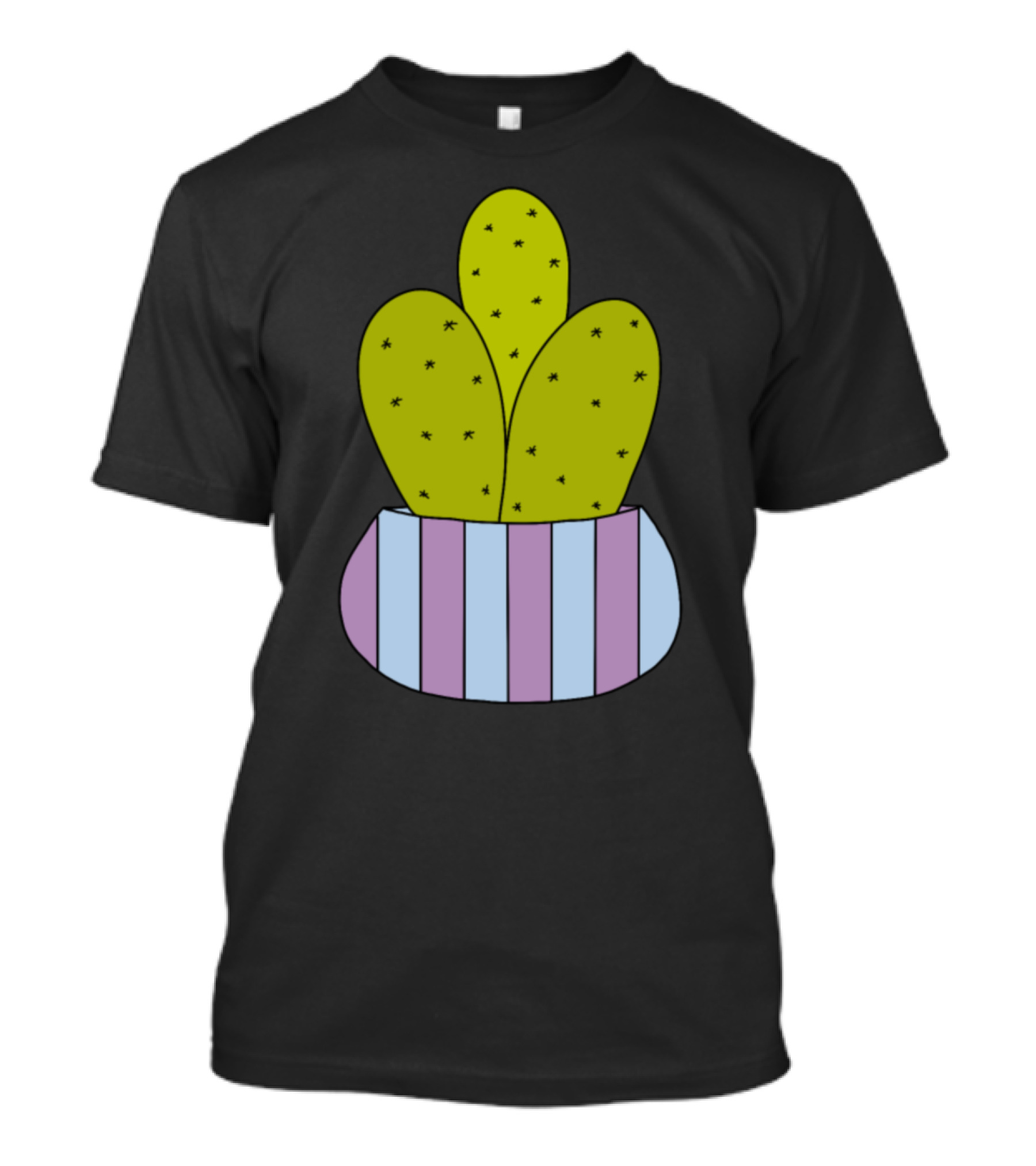 Cacti In A Striped Pot With Green And Purple Accents T-Shirt