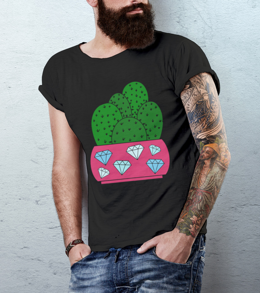 Cacti Cluster In Gem-Inlaid Planter T-Shirt