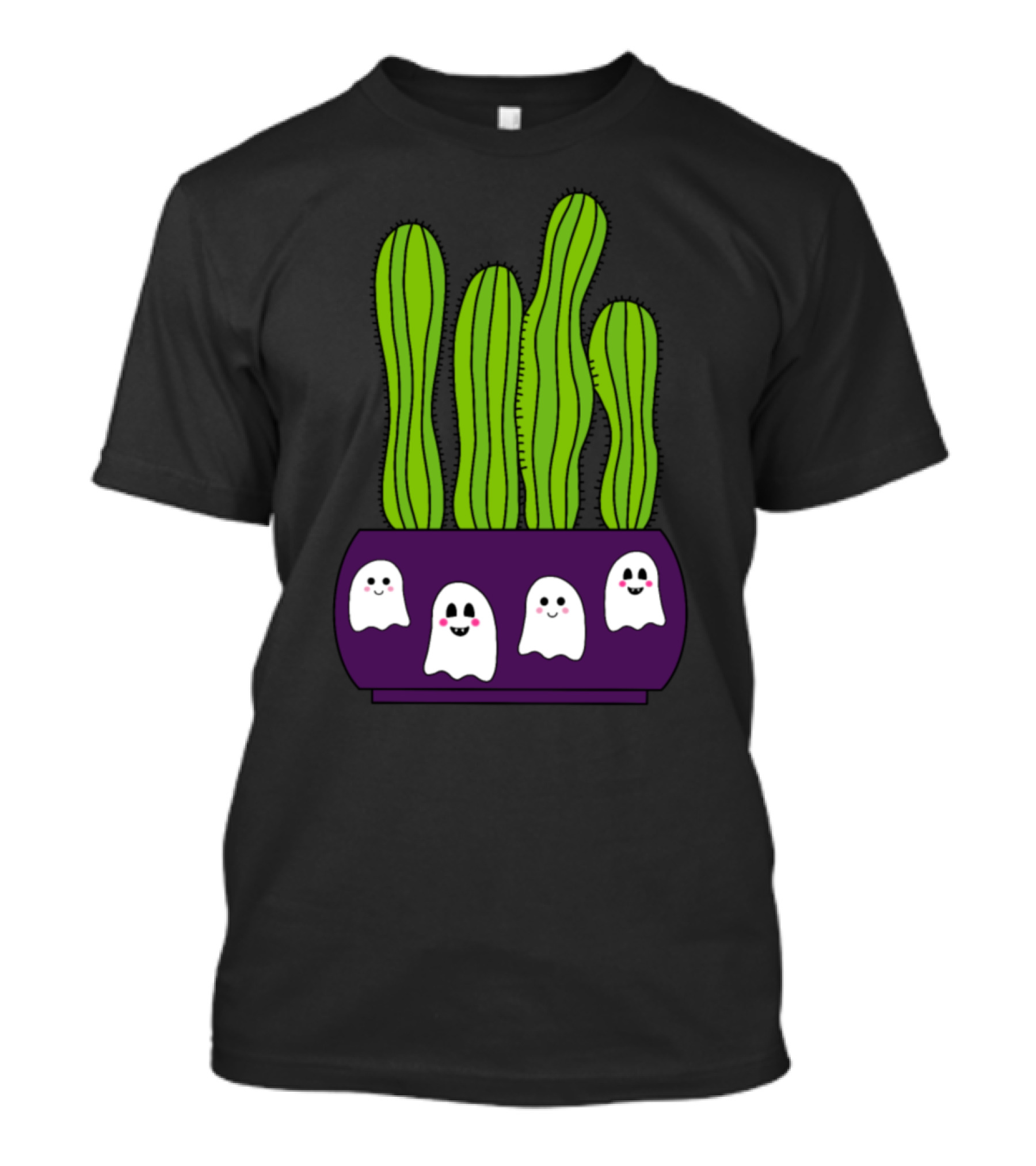 Cacti In Halloween Ghosts Pot T-Shirt