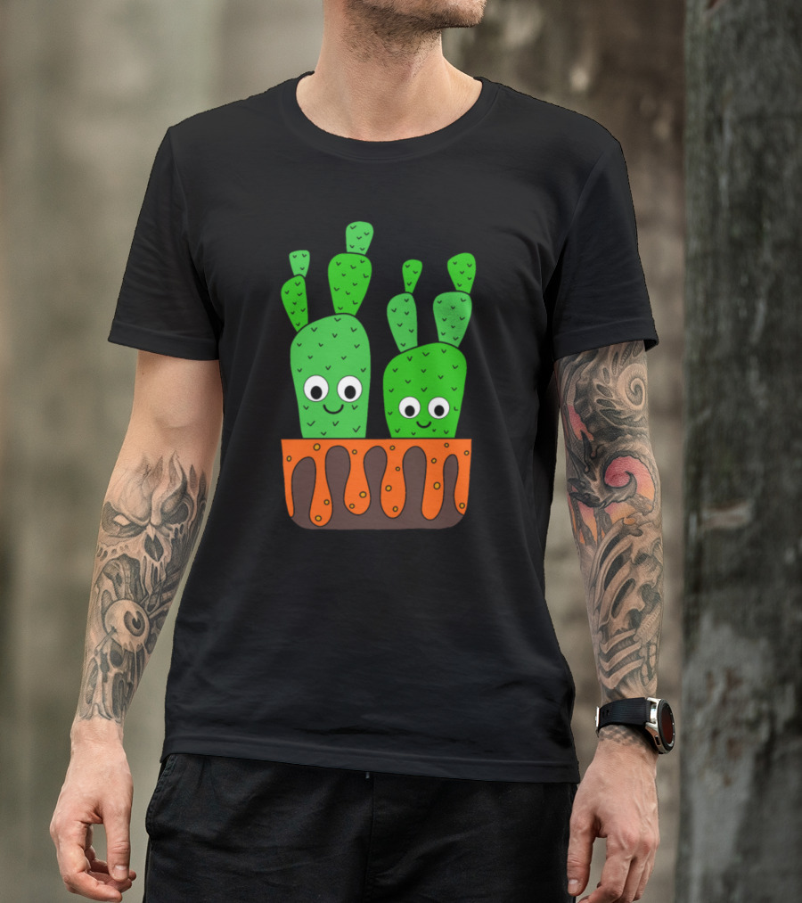 Cacti With Smiles In Lava Plant Box T-Shirt