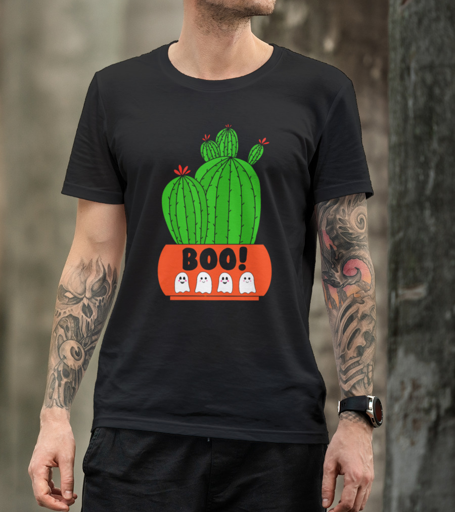 Boo Ghosts Cactus Halloween Pots T-Shirt