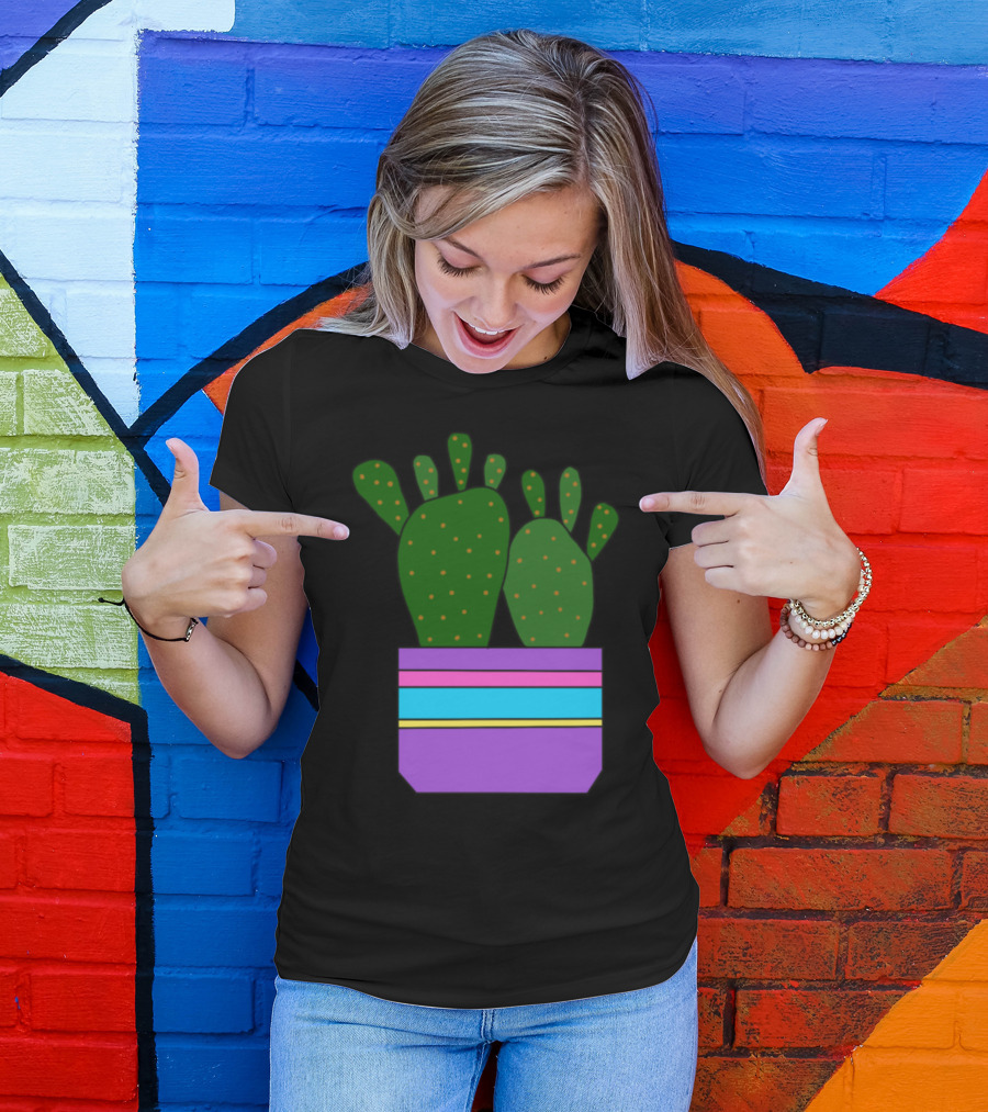 Cacti With Toes In A Striped Purple And Blue Pot T-Shirt