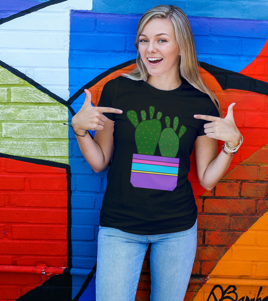 Cacti With Toes In A Striped Purple And Blue Pot T-Shirt