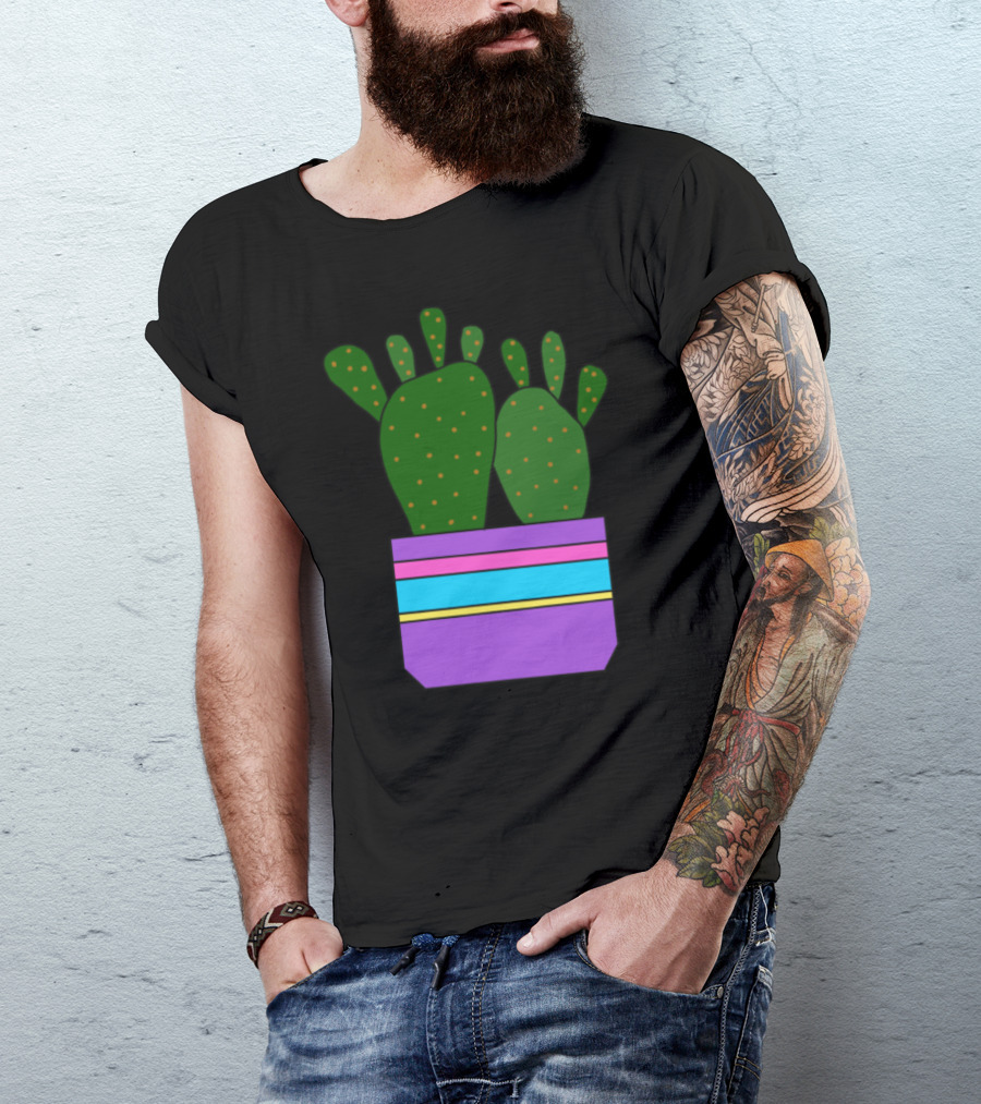 Cacti With Toes In A Striped Purple And Blue Pot T-Shirt