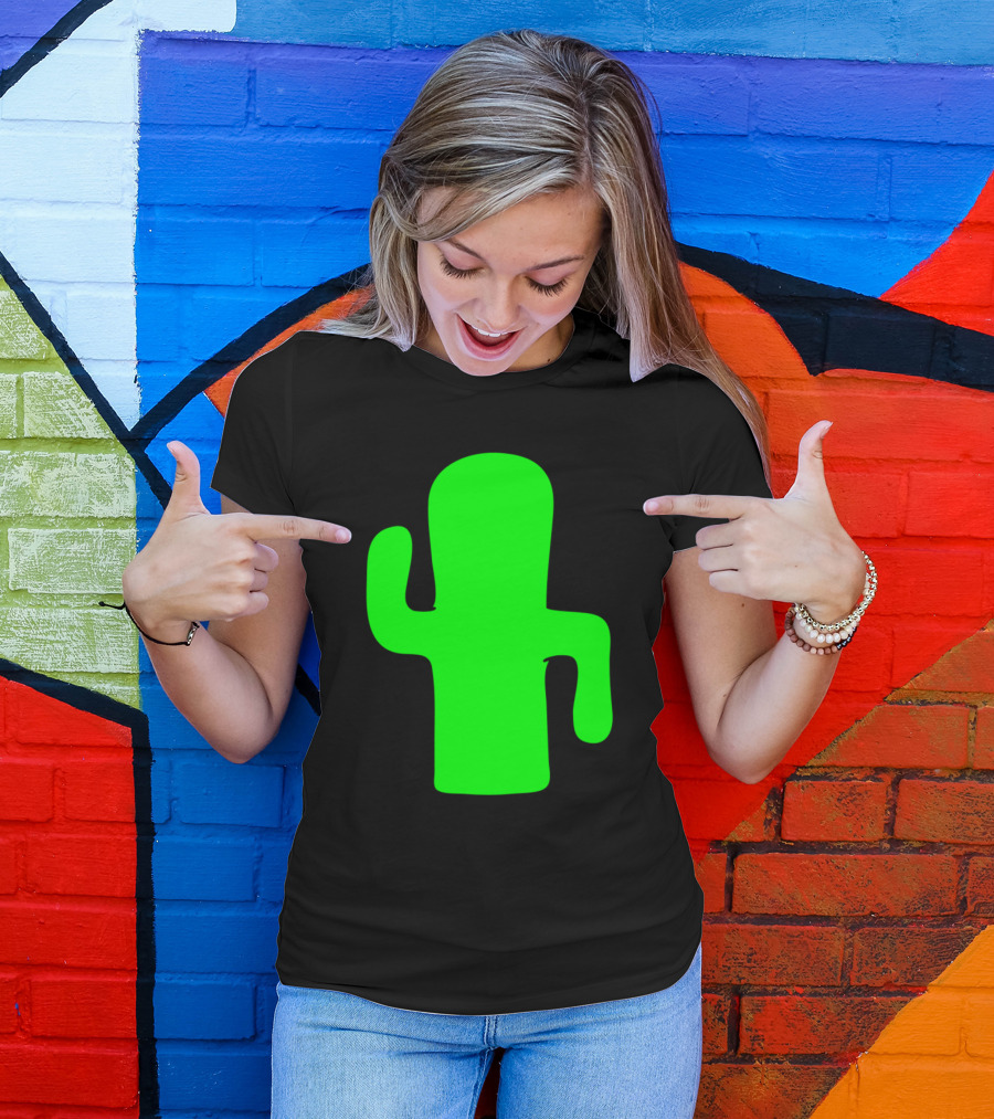 Cactus Dancing Cute Sweet Small Spiky Green Black T-Shirt