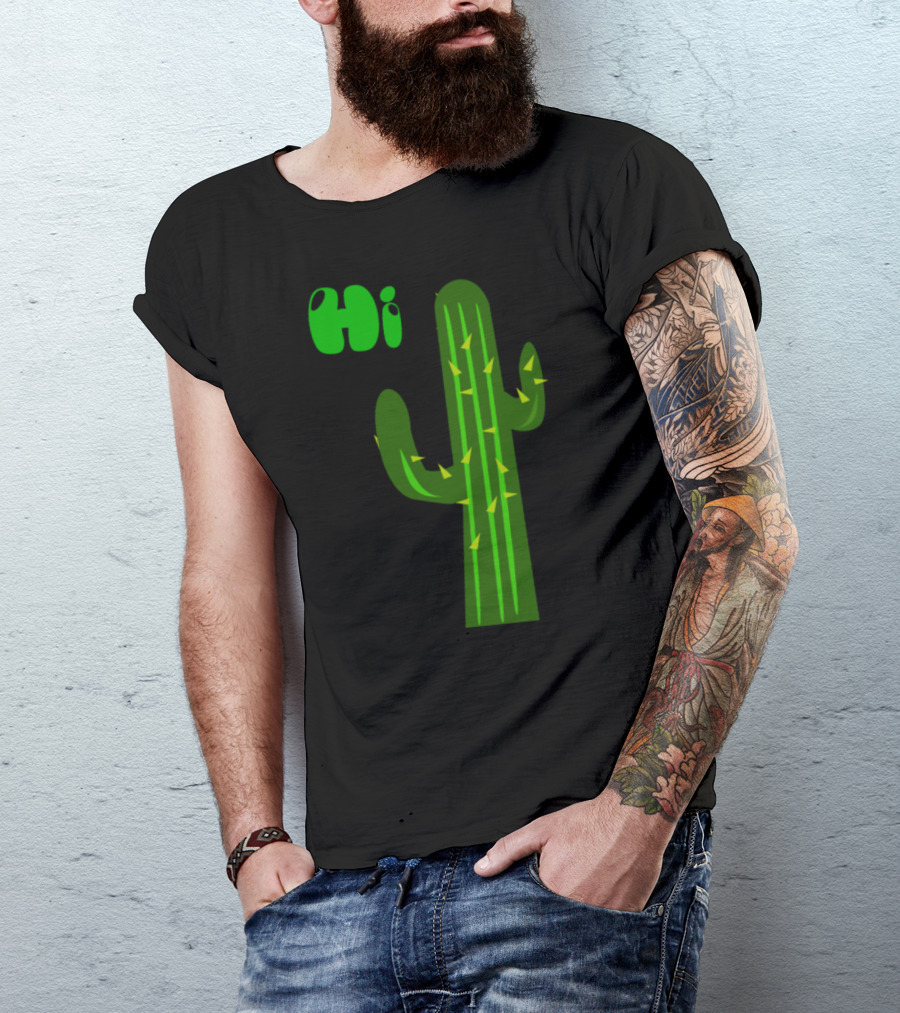 Hi Cactus Funny Plant T-Shirt