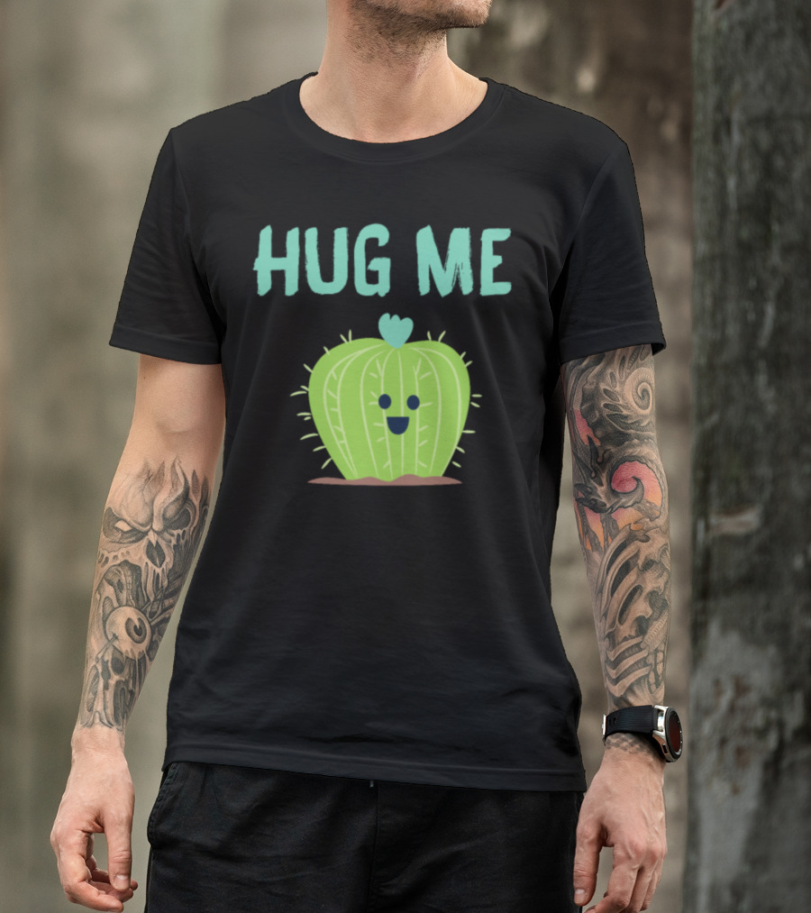 Hug Me Cute Cactus Hug Succulent Plant Couple T-Shirt