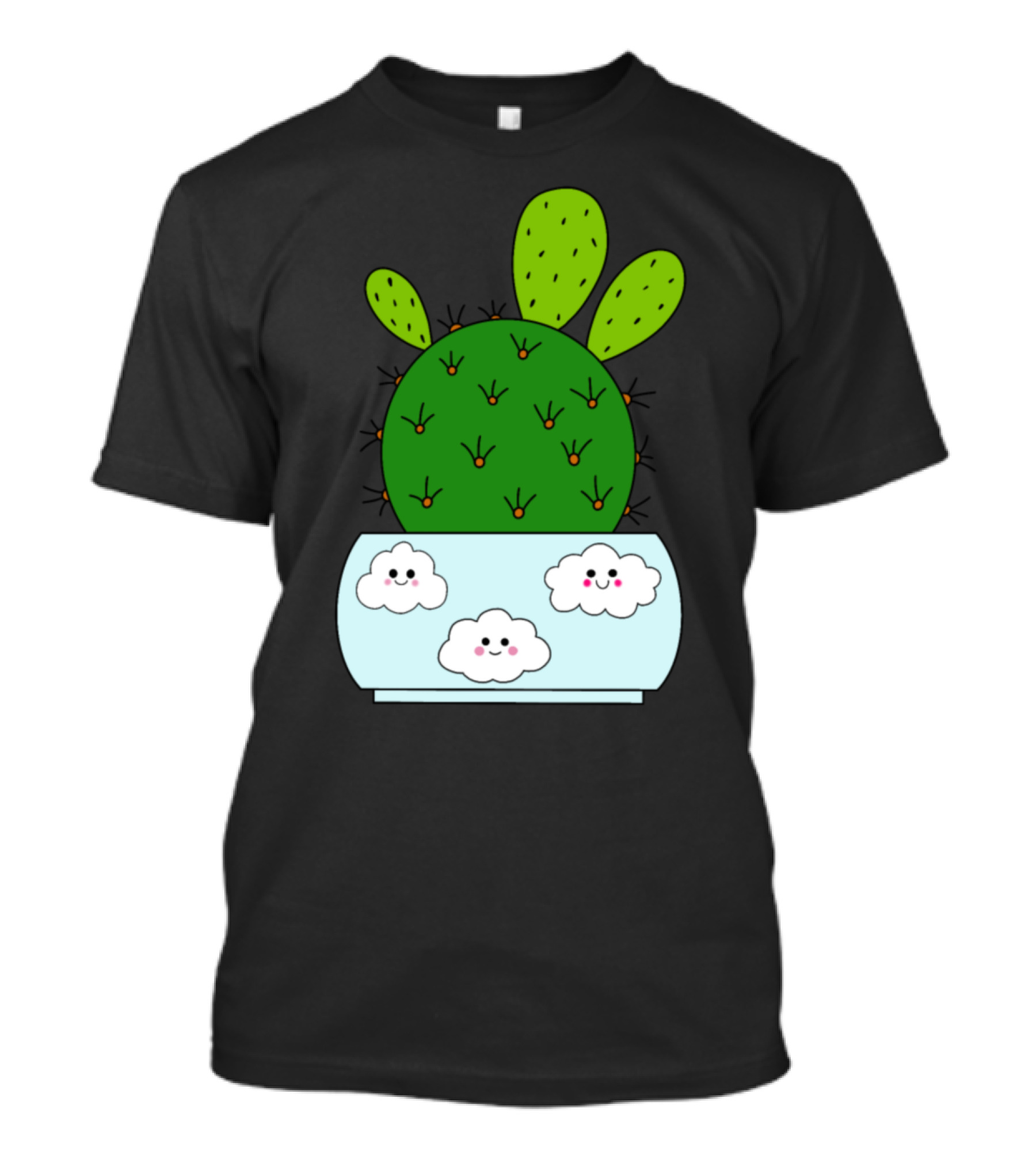 Cactus Hybrid In Cute Pot With Smiling Clouds T-Shirt