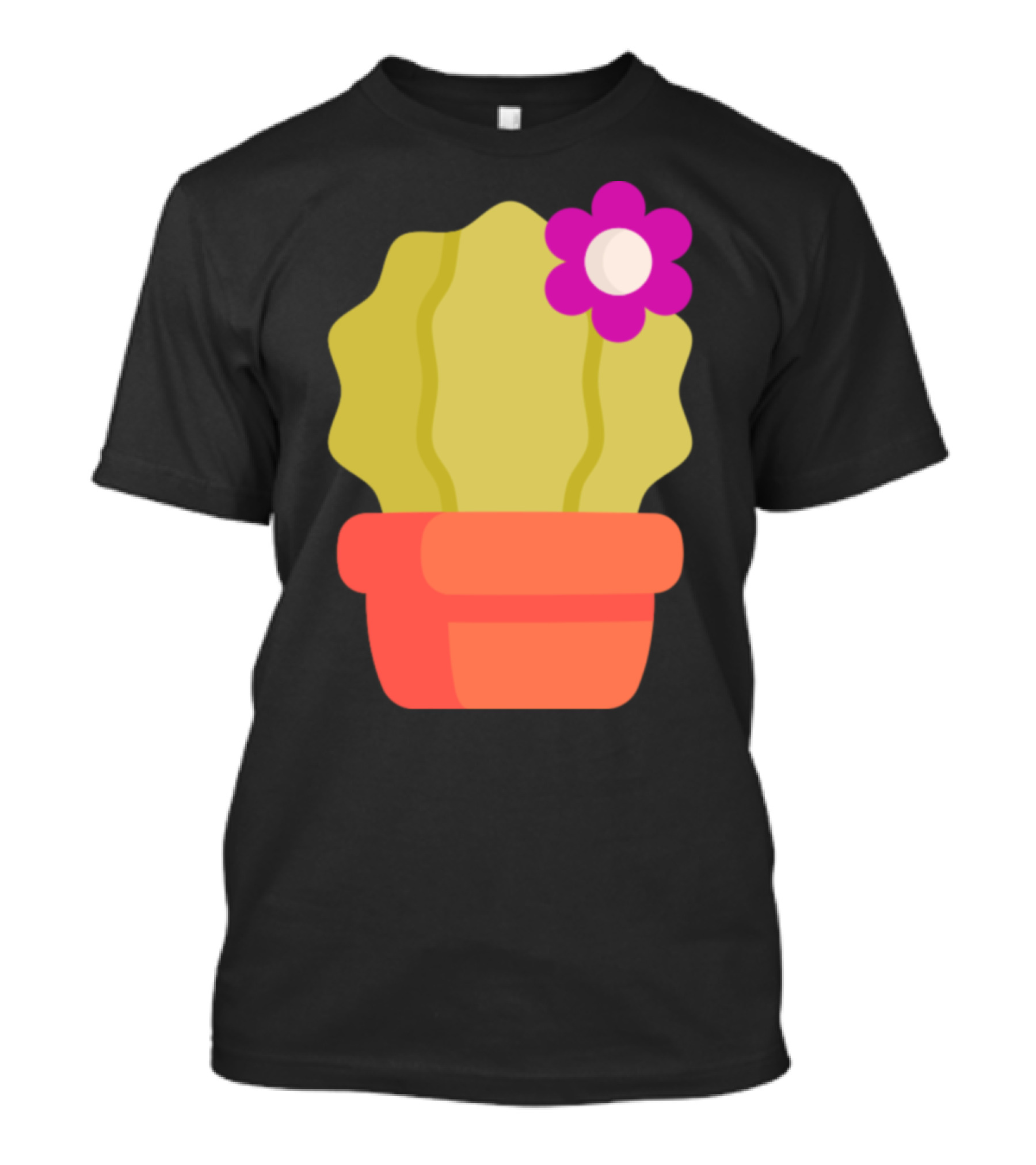 Cactus With Pink Flower In Orange Pot T-Shirt