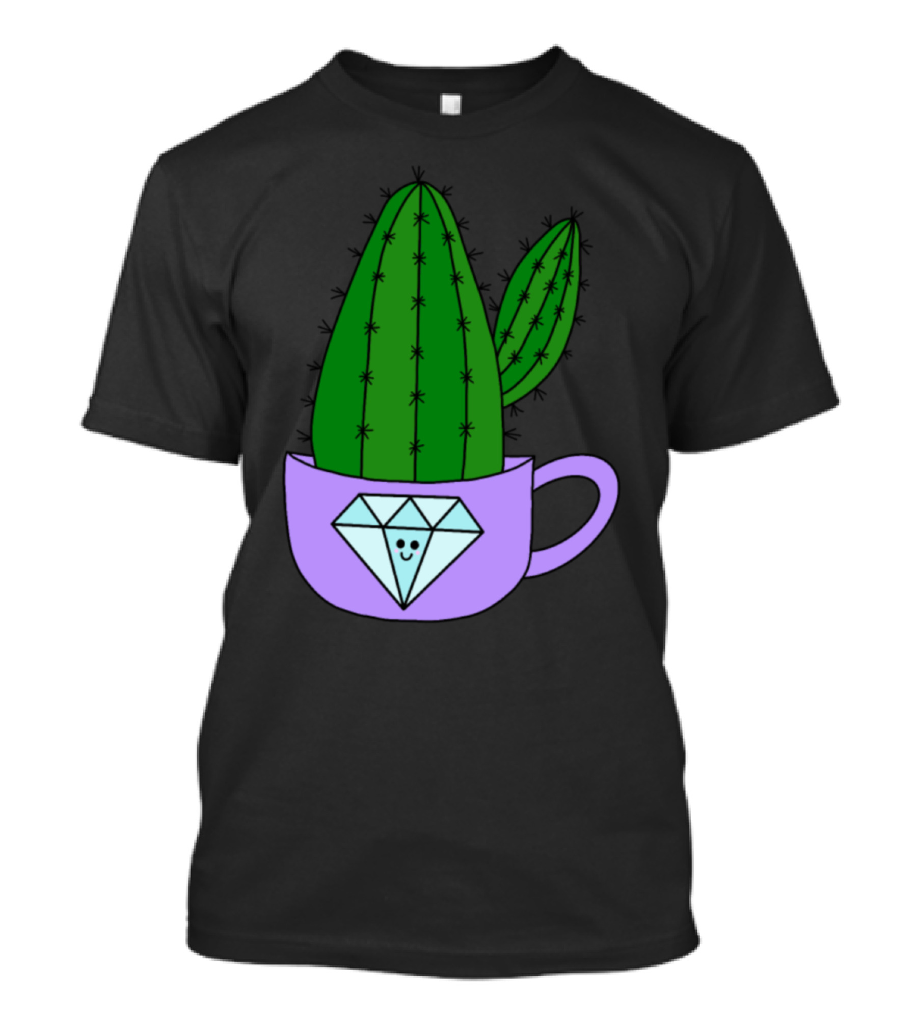 Cactus In Diamond Mug With Smiling Face T-Shirt
