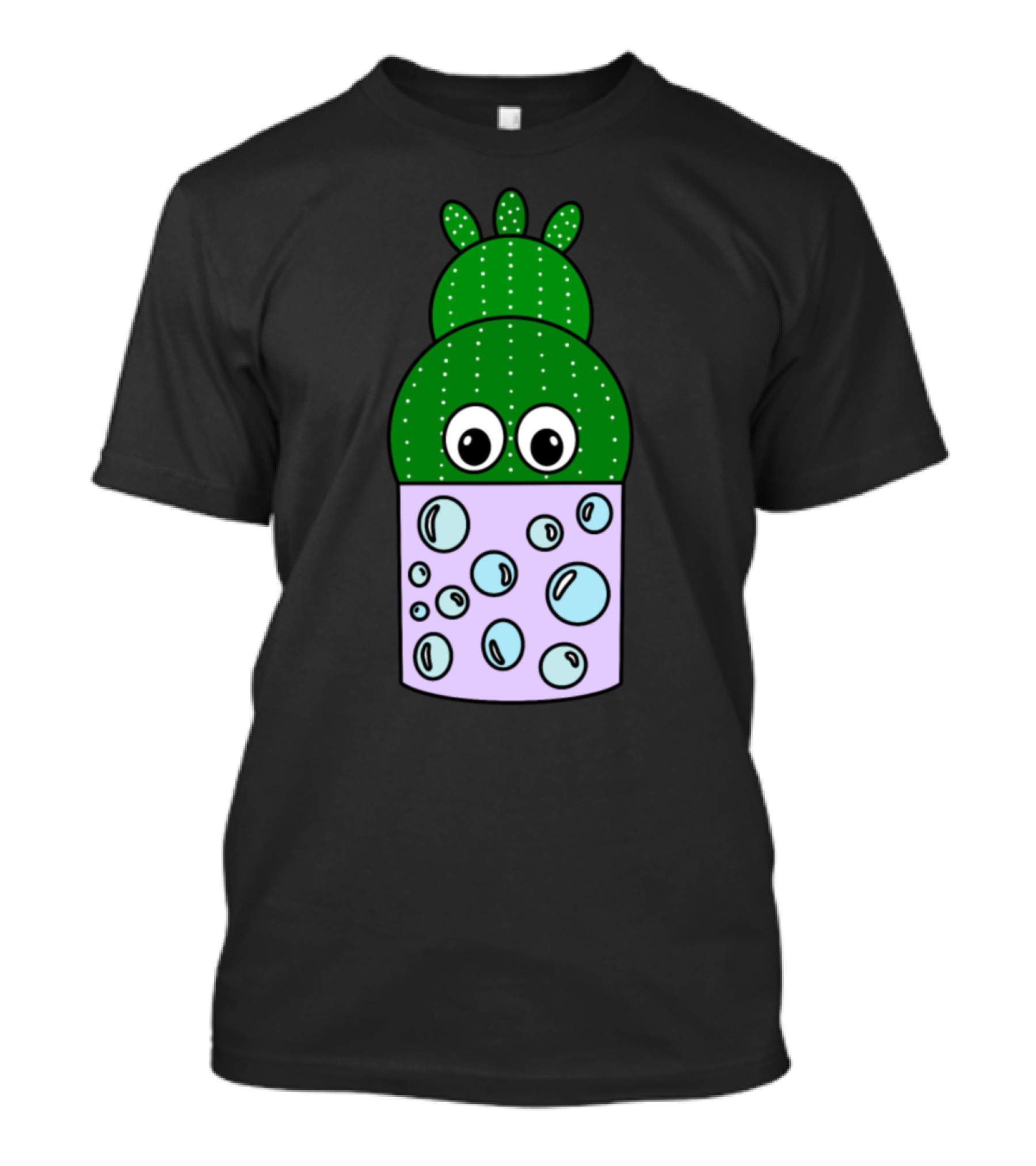 Cactus Eyes In Cute Bubble Pot T-Shirt