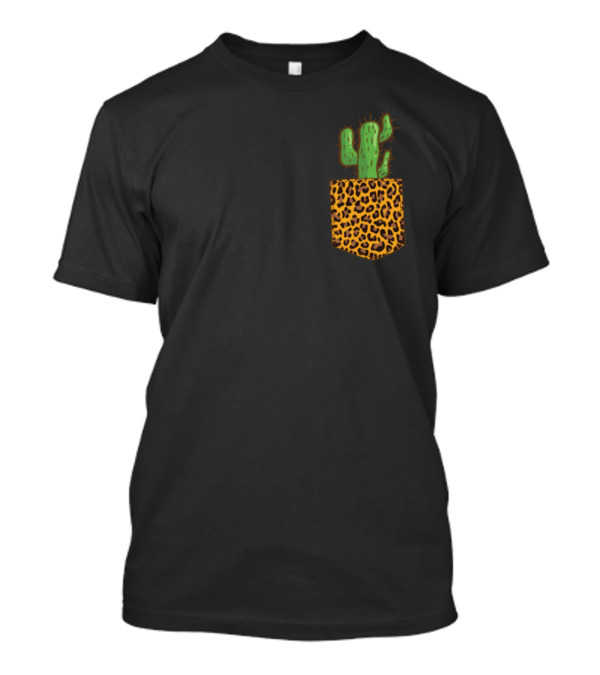 Cactus In Leopard Pocket Cacti Plant Boho Cat T-Shirt