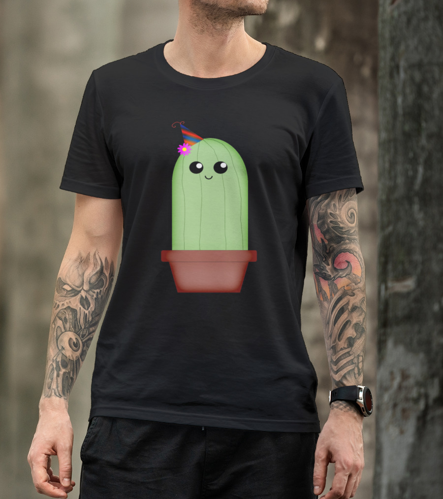 Cactus Party Kawaii Flower Party Hat Edition T-Shirt