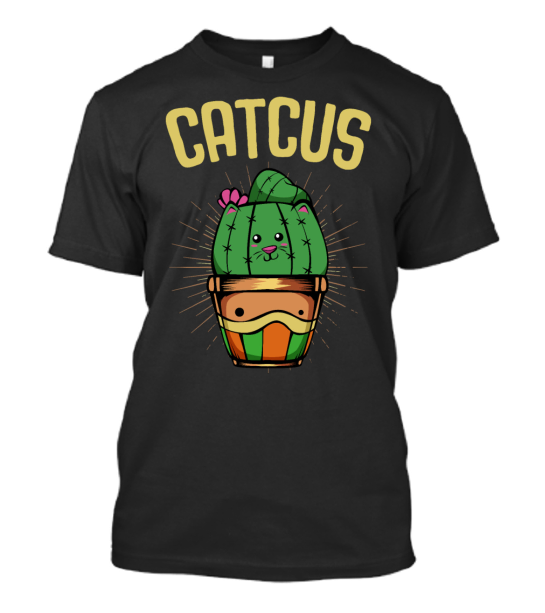 CATCUS Cute Cactus Plant With Cat Face T-Shirt