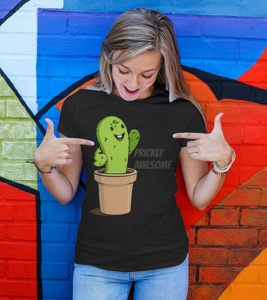 Prickly Awesome Cactus In Pot Ddp T-Shirt