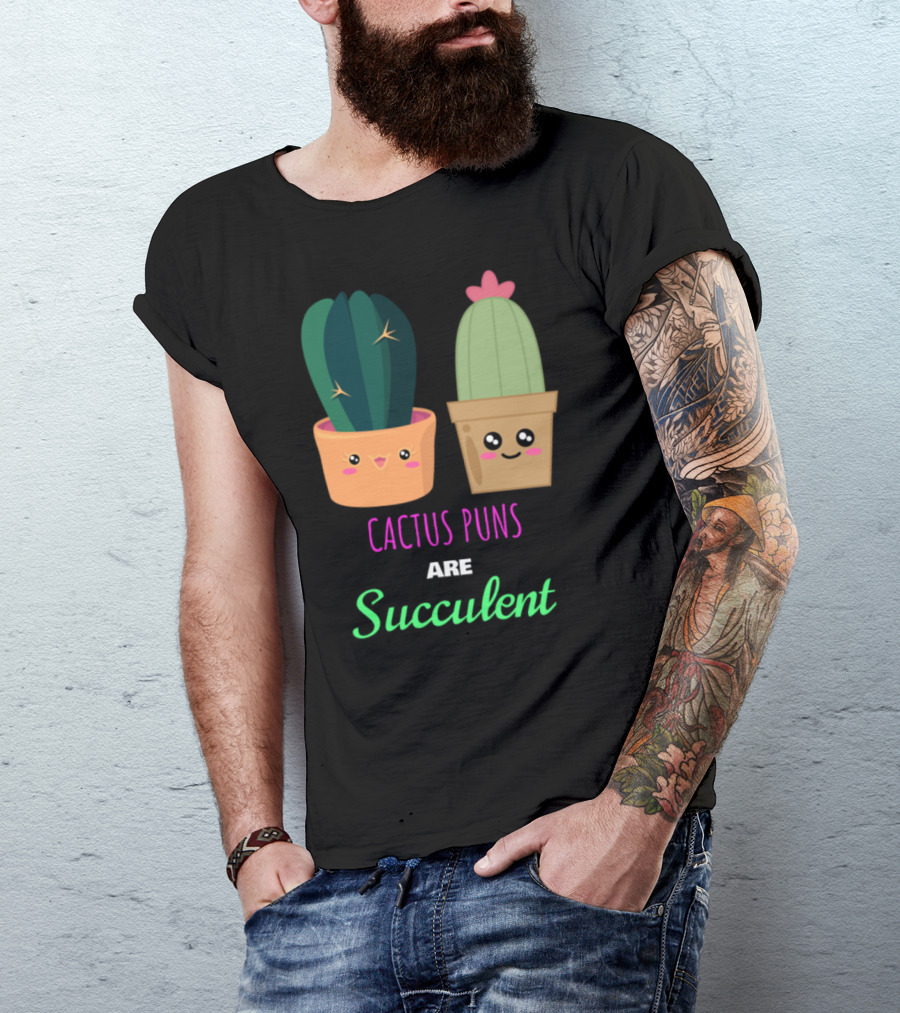 Cactus Puns Are Succulent Cute Funny Cacti Faces T-Shirt