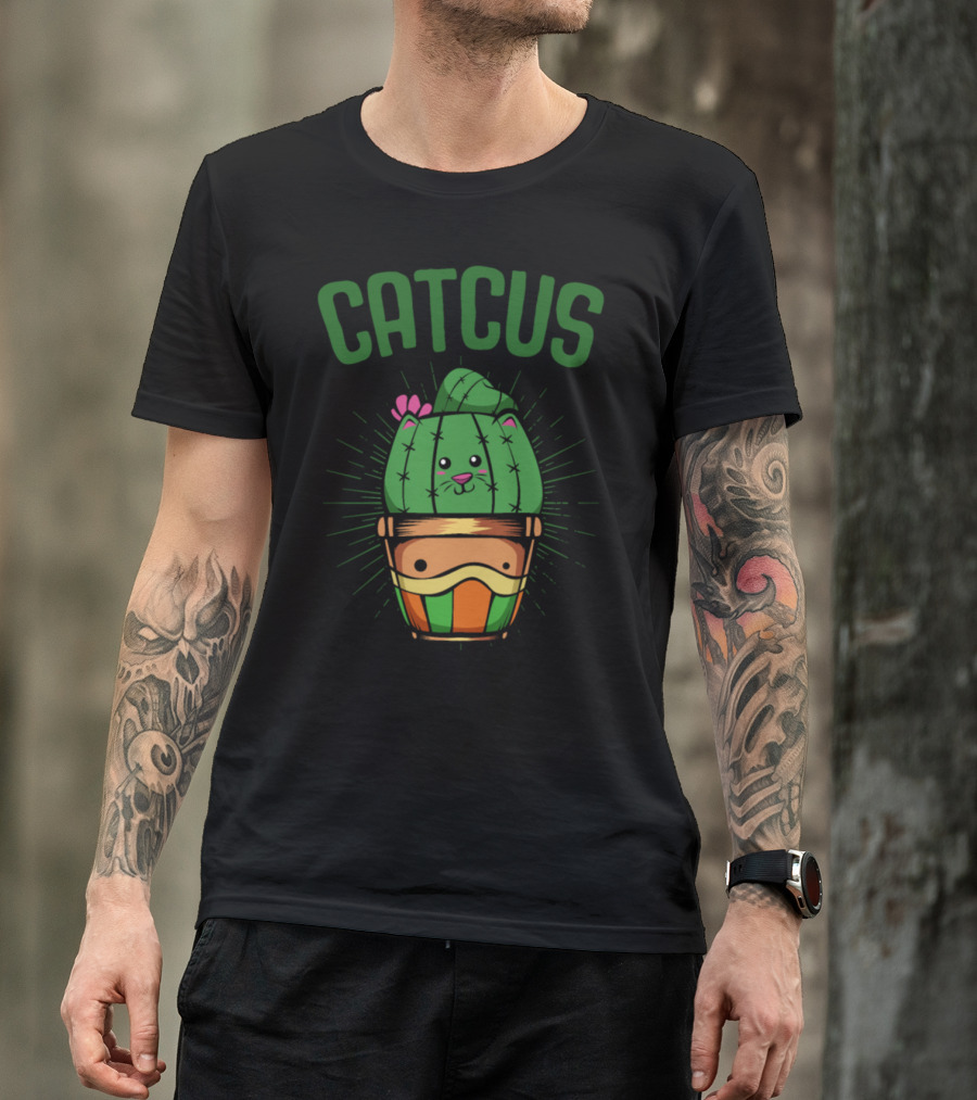 Cactus Plant Catcus Cute Cat T-Shirt