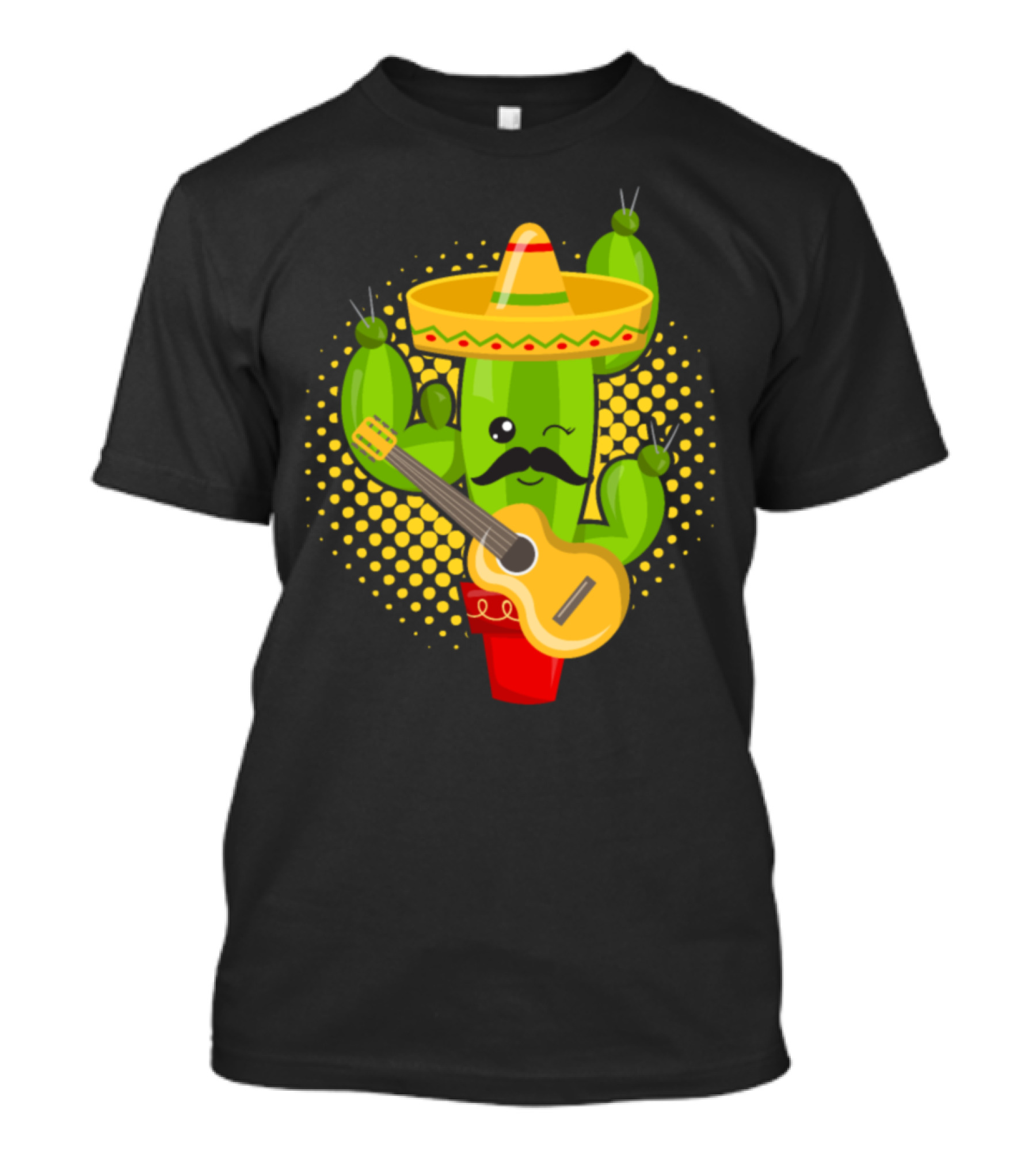 Cactus Sombrero Guitar Mustache Mexican T-Shirt