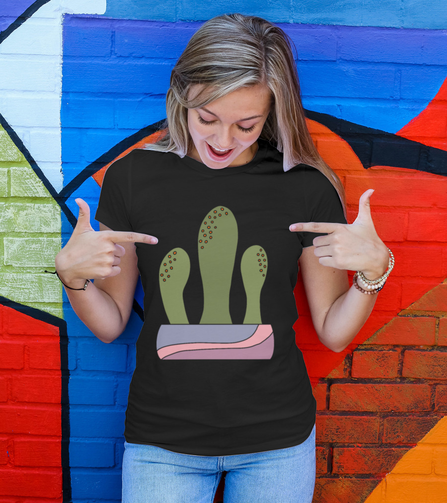 Cactus Space Creatures In Vibrant Planter With Alien Spikes T-Shirt