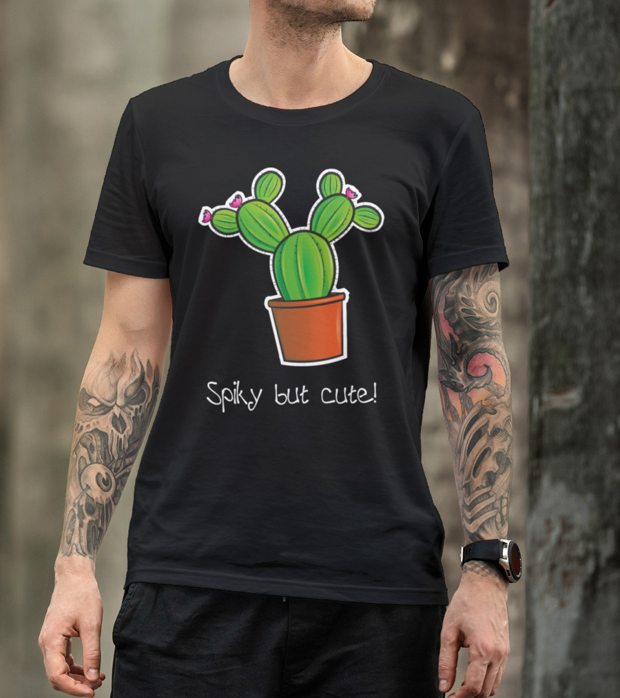 Spiky But Cute Cactus In Flower Pot T-Shirt
