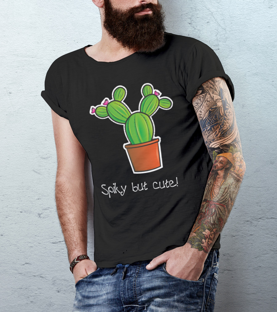 Spiky But Cute Cactus In Flower Pot T-Shirt
