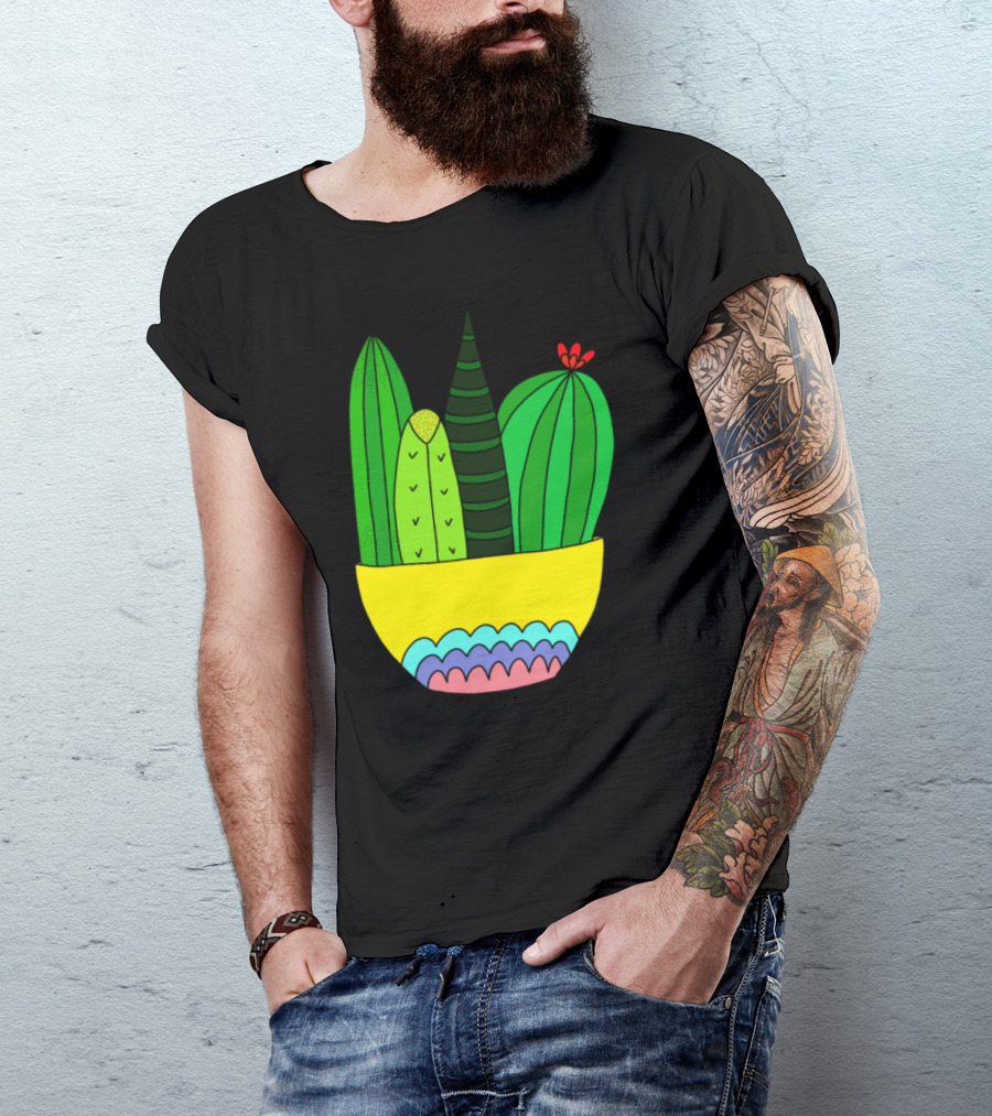 Cactus Succulent Arrangement Colorful Pot T-Shirt