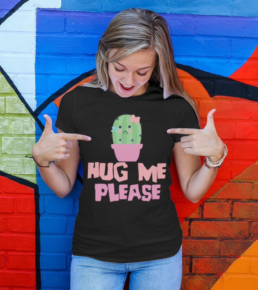 Cactus Succulent Plant Gardener Couple Hug Me Please T-Shirt