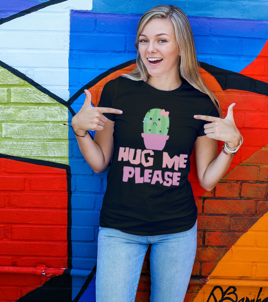 Cactus Succulent Plant Gardener Couple Hug Me Please T-Shirt
