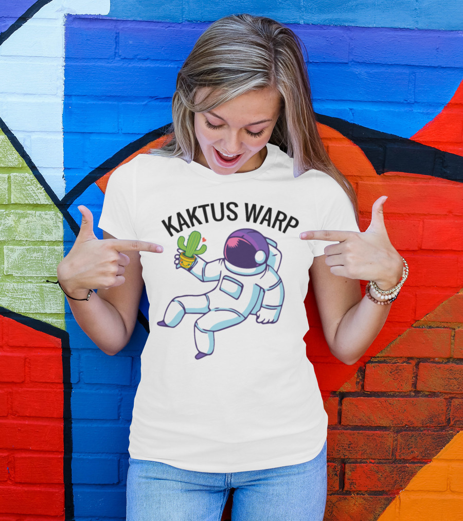 Kaktus Warp Astronaut Holding Cactus T-Shirt