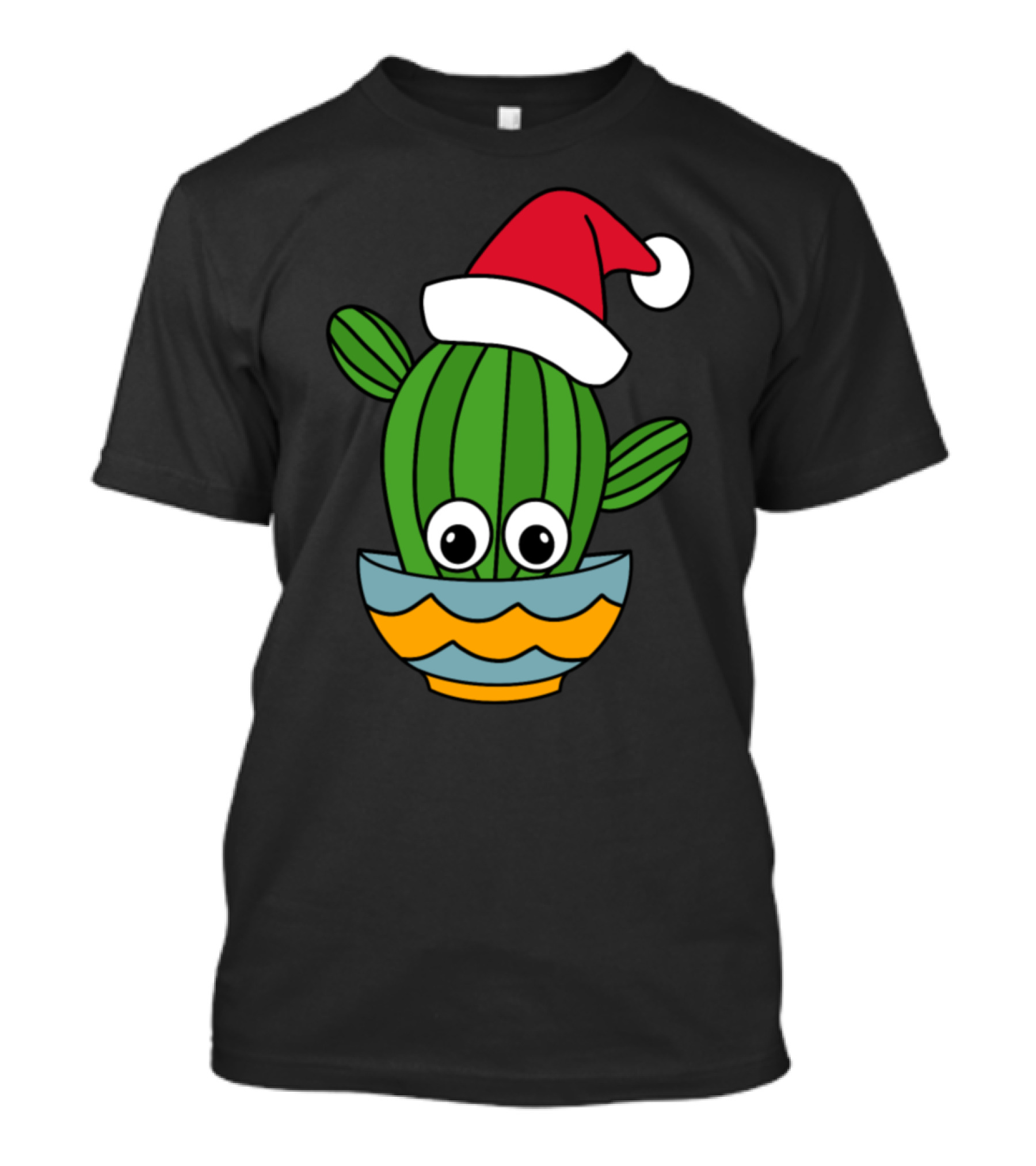 Cactus With Santa Hat In A Decorative Bowl T-Shirt