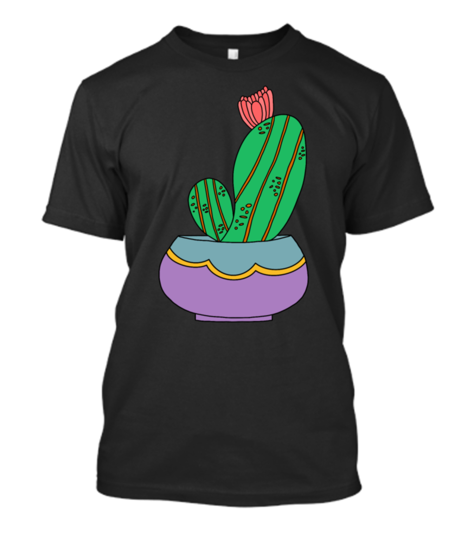 Cactus With Bloom In Colorful Pot T-Shirt