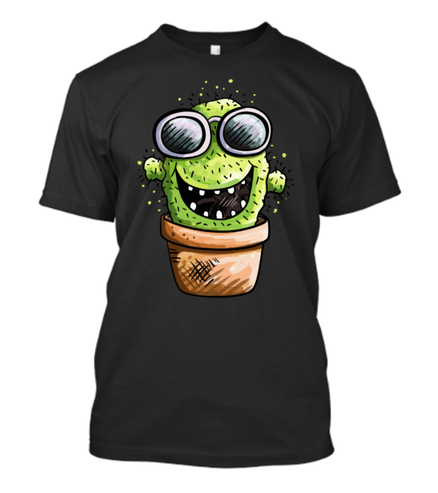 Cactus With Sunglasses Funny Cartoon In Pot T-Shirt