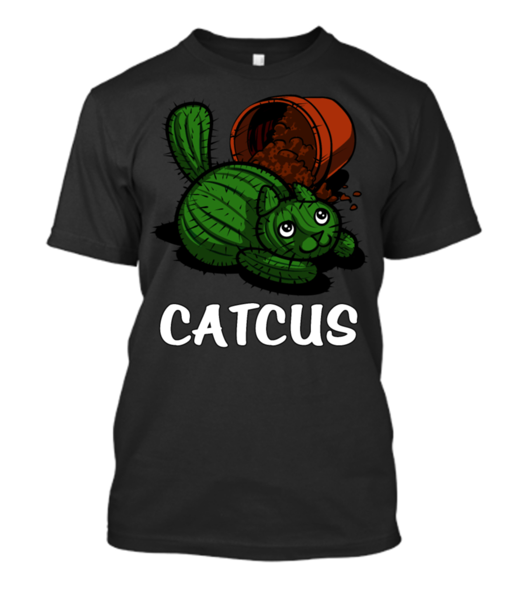 Catcus Cactus Cat Playful Spilled Pot T-Shirt